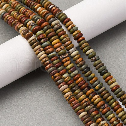 Natural Polychrome Jasper/Picasso Stone/Picasso Jasper Beads Strands G-L624-H04-6x2mm-1