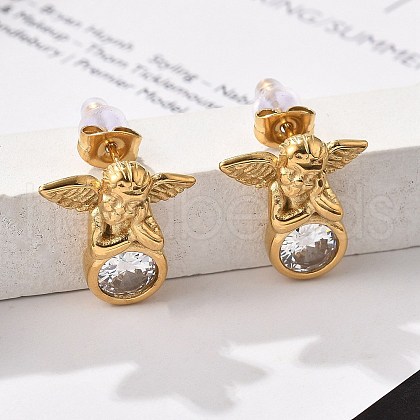 304 Stainless Steel Stud Earrings EJEW-R026-02G-1