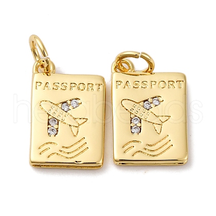 Brass Micro Pave Cubic Zirconia Pendants KK-P308-54G-1