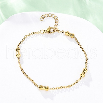 304 Stainless Steel Rolo Chain Bracelets for Women BJEW-C094-09G-1