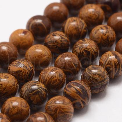 Natural Elephant Skin Jasper/Miriam Stone/Calligraphy Stone Beads Strands G-F512-10mm-1