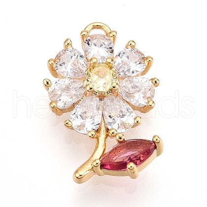 Brass Micro Pave Cubic Zirconia Pendants KK-N261-21A-G-1