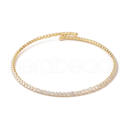 Rack Plating Brass Cubic Zirconia Elasticity Necklaces NJEW-S425-01G-1