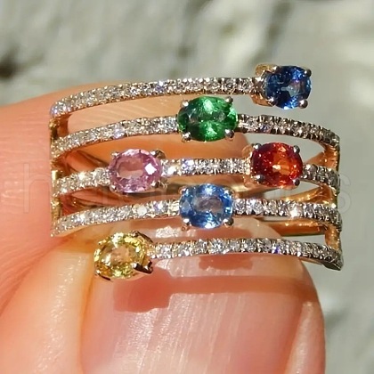 Oval Alloy Micro Pave Colorful Cubic Zirconia Finger Rings FS-WG843A4-03-1