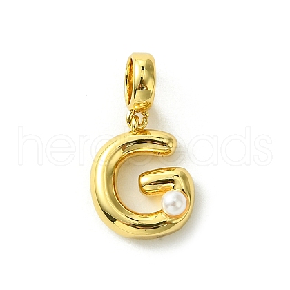 Rack Plating Brass with ABS Plastic Pearl European Dangle Charms KK-G501-02G-G-1