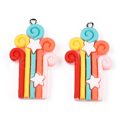 Opaque Resin Pendants RESI-CJC0011-32B-02-1