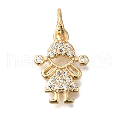 Brass Micro Pave Cubic Zirconia Pendants KK-Q001-17G-1