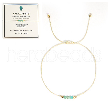 Natural Amazonite Braided Beads Bracelets for Women LU0568-4-1