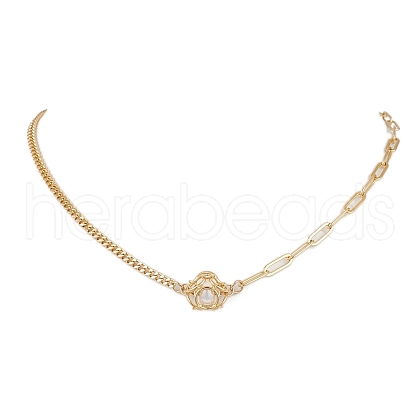 Natural Freshwater Pearl Round Macrame Pouch Pendant Necklaces NJEW-JN04949-1