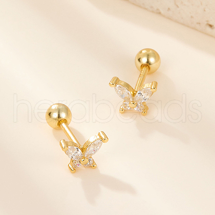 925 Sterling Silver Clear Cubic Zirconia Butterfly Stud Earrings DC8274-1-1