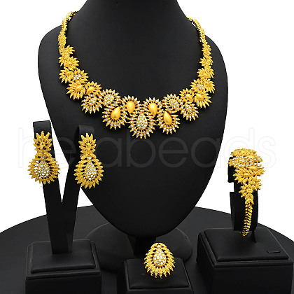 Flower Alloy Rhinestone Jewelry Sets FS-WG14E9A-02-1