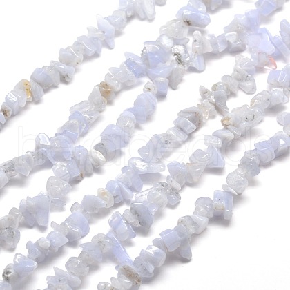 Natural Blue Lace Agate Chips Beads Strands G-M205-50-1