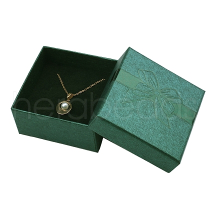 Bowknot Print Kraft Paper Cardboard Jewelry Necklace Gift Boxes PW-WGA2DD4-06-1
