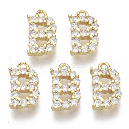 Brass Micro Pave Cubic Zirconia Charms KK-T060-05-B-G-NF-1