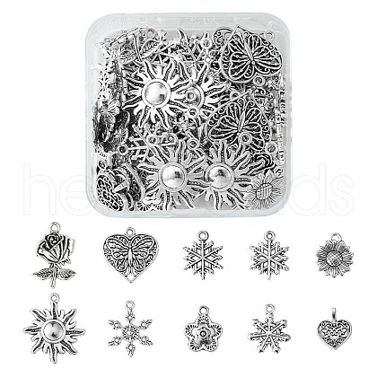 60Pcs 10 Styles Tibetan Style Alloy Pendants FIND-FS0002-30-1