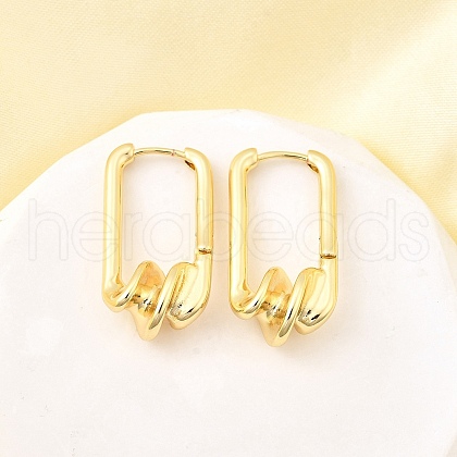 Rectangle Brass Hoop Earrings EJEW-Z121-08G-1