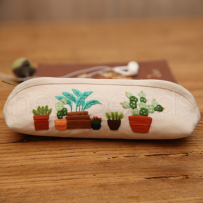DIY Bonsai Pattern Cotton Pen Bags Embroidery Kit SENE-PW0003-070I-1
