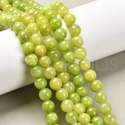Natural Dyed Yellow Jade Gemstone Bead Strands G-R271-8mm-Y12-1