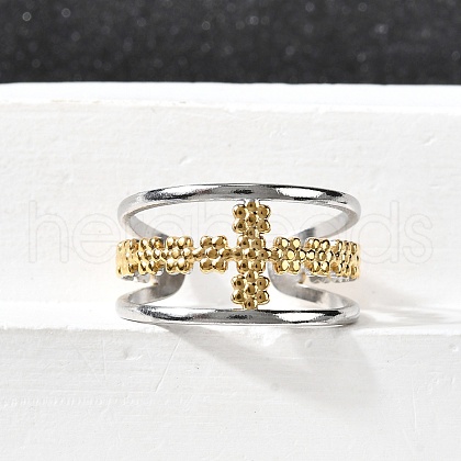 304 Stainless Steel Adjustable Open Cuff Rings RJEW-V011-03GP-1