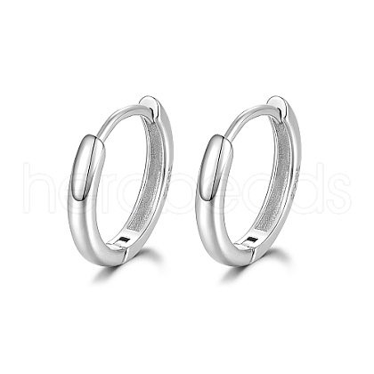Rhodium Plated 925 Sterling Silver Huggie Hoop Earrings PN7654-4-1