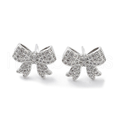 Rack Plating Brass Micro Pave Cubic Zirconia Stud Earring EJEW-C081-32P-1