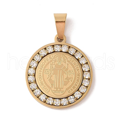 PVD Vacuum Plating 304 Stainless Steel Rhinestone Pendants STAS-M068-13B-G-1