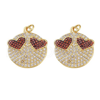 Brass Micro Pave Red & Clear Cubic Zirconia Pendants ZIRC-SZ0001-25-1