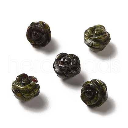 Natural Dragon Blood Carved Flower Scattered Beads G-O156-B-36-1