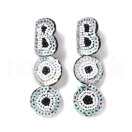 Word Boo Glass Seed Braided Dangle Stud Earrings EJEW-B011-02A-1