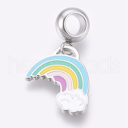 304 Stainless Steel European Dangle Charms STAS-O097-15P-1
