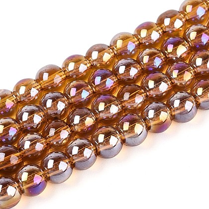 Electroplate Transparent Glass Beads Strands GLAA-T032-T6mm-AB23-1