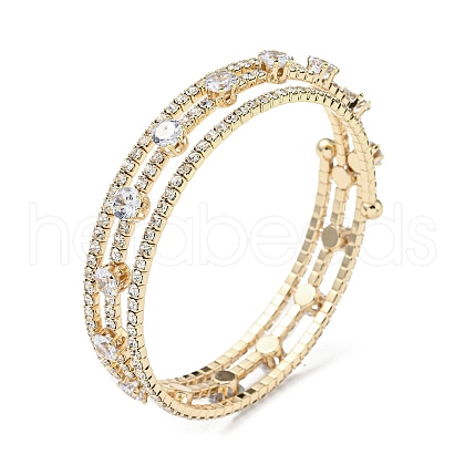 Fashion Brass Triple Layer Warp Bracelet BJEW-L683-01G-1