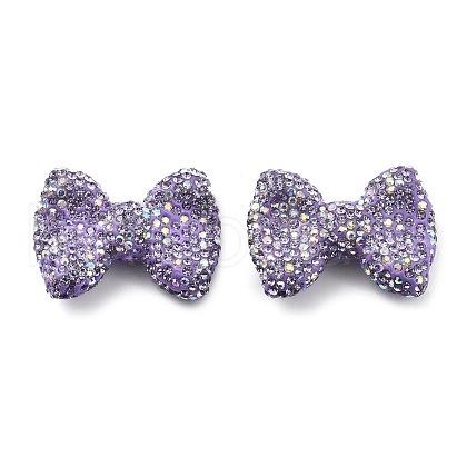Bowknot Shape Polymer Clay Rhinestone Beads CLAY-NH0001-05F-1