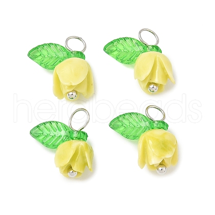 Flower Shape Synthetic Shell Charms PALLOY-JF03863-03-1