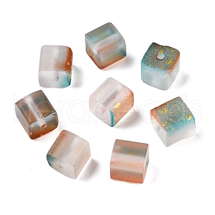Frosted Glass Beads with Golden Glitter Powder X1-DGLA-NH001-8mm-01F-1