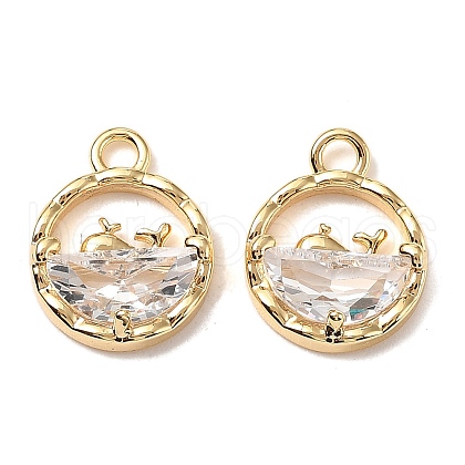Brass Micro Pave Cubic Zirconia Charms KK-A259-27G-01-1