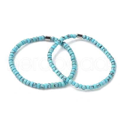 Synthetic Turquoise Beads Stretch Bracelets for Women Men PW-WG6A9BA-03-1