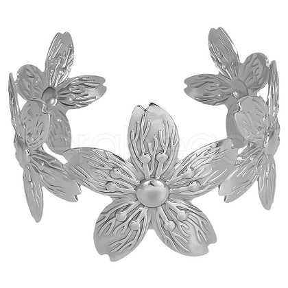 European and American Style Flower 304 Stainless Steel  Cuff Bangles for Women RD8842-1-1