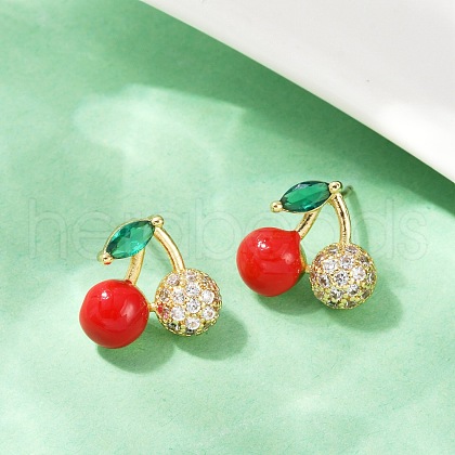 Brass Micro Pave Cubic Zirconia Stud Earrings EJEW-F895-27A-01G-1