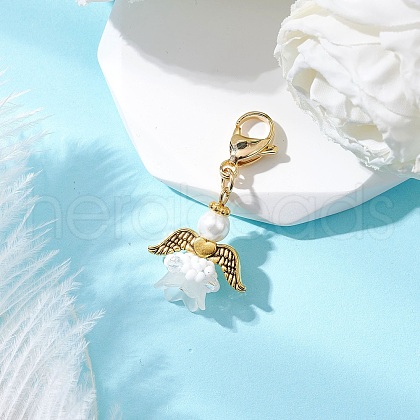 Flower Angel Glass & Acrylic Pendant Decorations HJEW-MZ00242-01-1
