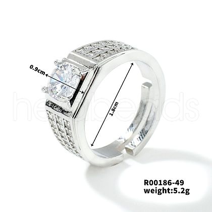 Mother's Day Rings Fashionable Unisex Brass Micro Pave Clear Cubic Zirconia Solitaire Ring VA2990-18-1