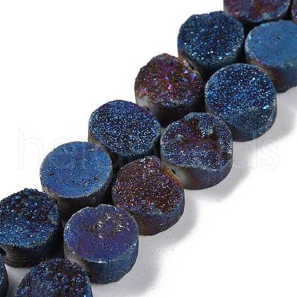 Electroplated Natural Druzy Agate Beads Strands G-M433-01B-1