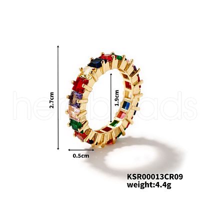 Elegant and Stylish Colorful Rhinestone Grid Ring ZP8205-4-1