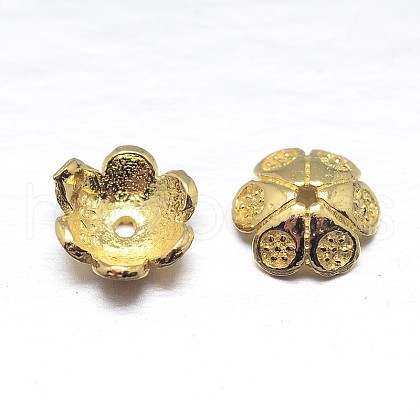 Real 18K Gold Plated 6-Petal 925 Sterling Silver Bead Caps STER-M100-10-1