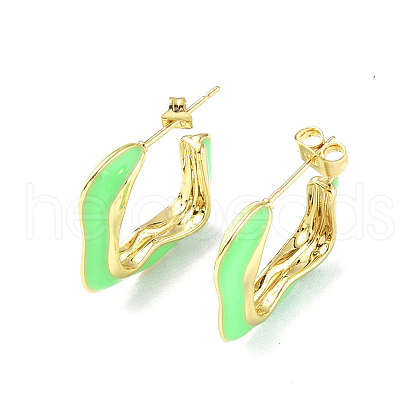 Enamel Twist Square Stud Earrings EJEW-P214-23G-02-1