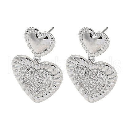 Brass Pave Cubic Zirconia Stud Earrings for Women EJEW-M258-08P-1