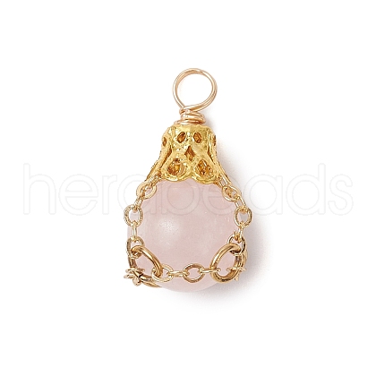 Natural Rose Quartz Pendants PALLOY-JF03396-01-1