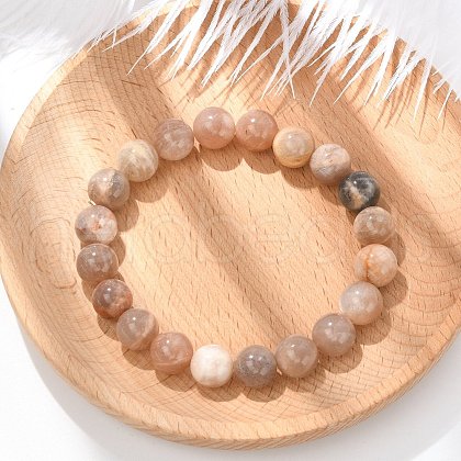 Natural Sunstone Stretch Bracelets X-BJEW-E373-10mm-04-1