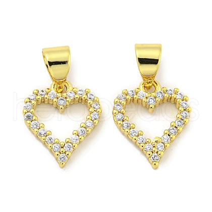 Rack Plating Brass Micro Pave Clear Cubic Zirconia Pendant KK-B091-32G-1