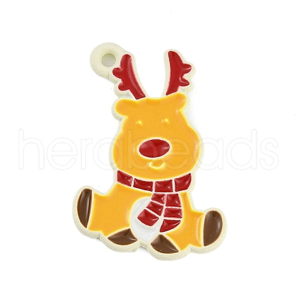 Christmas Theme Spray Painted Alloy Enamel Pendants ENAM-Z020-01C-1